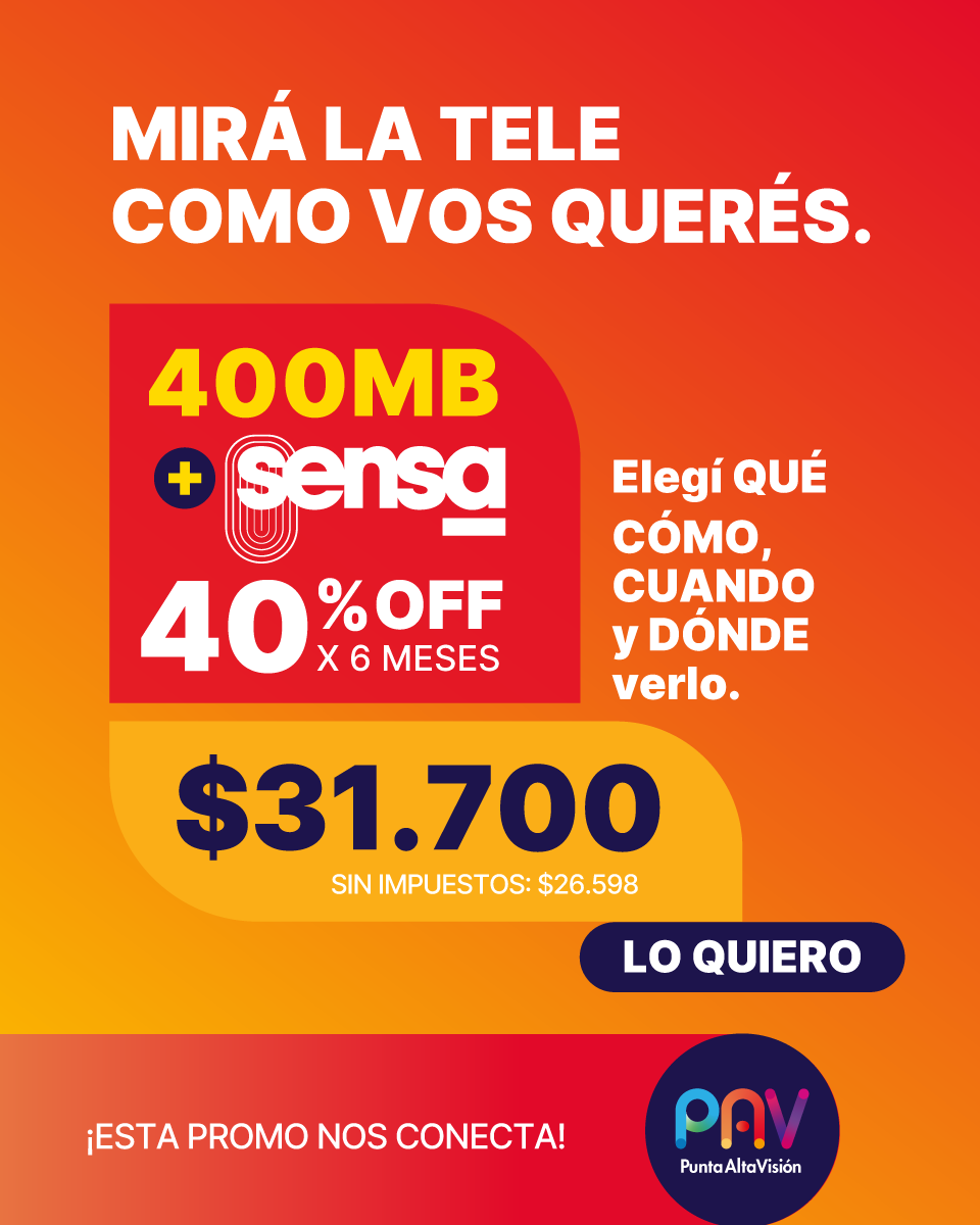 Promo 400 Mb más Sensa con 40 por ciento off por 6 meses